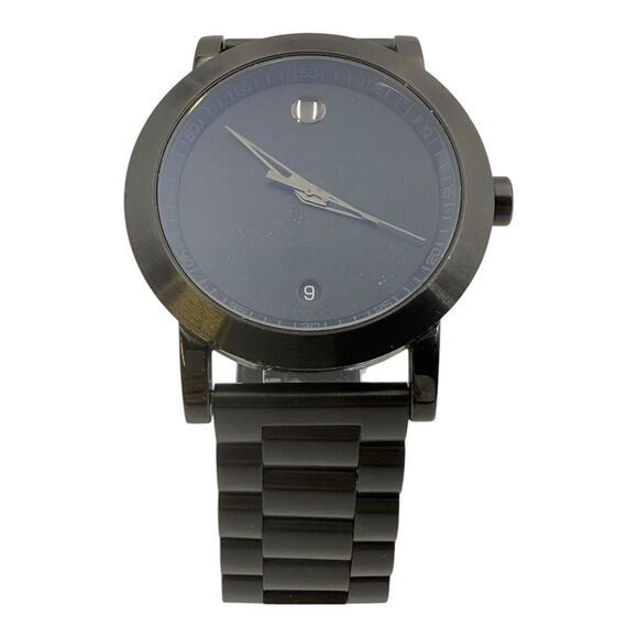 MOVADO 42mm MENS Black Ion Stainless Steel MUSEUM SPORT SWISS WATCH - Picture 1 of 6